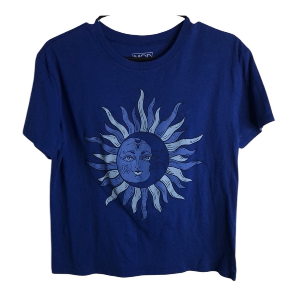 Modern Lux Women’s Blue Sun and Moon Graphic T-Shirt Size XS